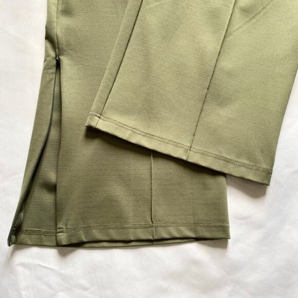 FIGS CLOTHING WOMEN'S KIV STRETCH WIDE CROPPED LEG PIN-TUCK PANTS IN MUTED GREEN - Picture 8 of 9
